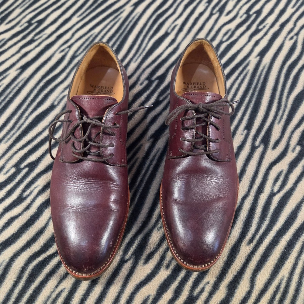 Warfield & Grand Dillinger Oxford Shoes Burgundy Leather Lug Sole Mens 9 60912
